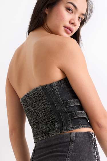 Femei - Corset din denim - denim-gri închis