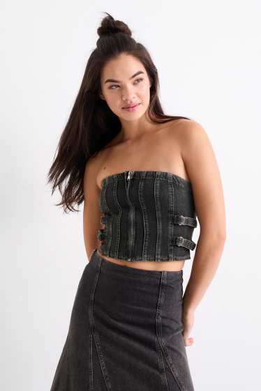 Femei - Corset din denim - denim-gri închis