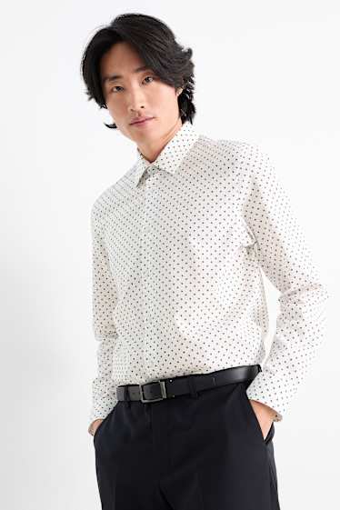 Bărbați - Cămașă - regular fit - guler Kent - print minimalist - structurată - alb