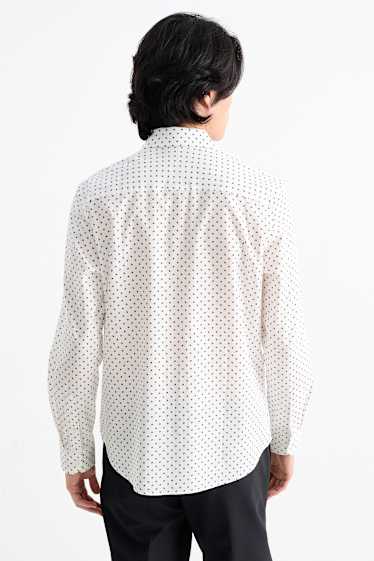 Bărbați - Cămașă - regular fit - guler Kent - print minimalist - structurată - alb