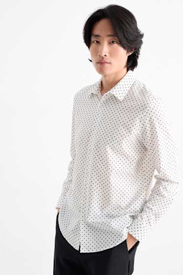 Bărbați - Cămașă - regular fit - guler Kent - print minimalist - structurată - alb