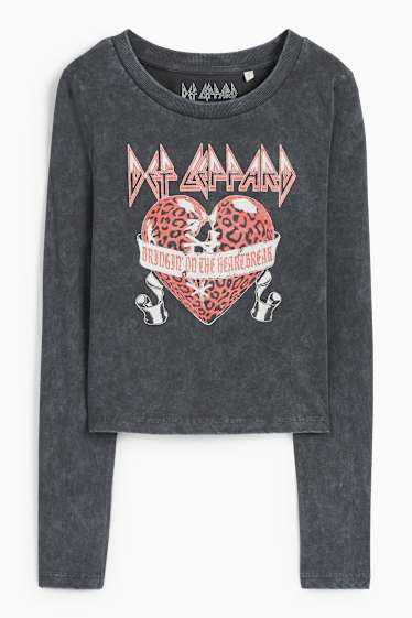 Femei - Tricou crop cu mânecă lungă - Def Leppard - antracit