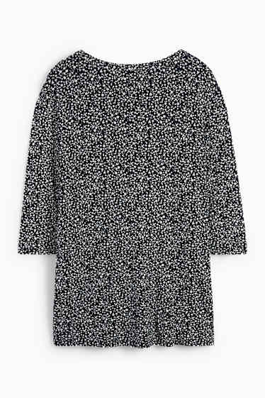 Femei - Tricou cu mânecă lungă - cu flori - negru