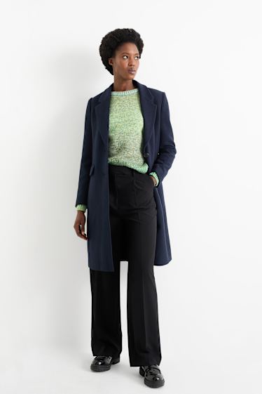 Femei - Pantaloni de stofă - talie înaltă - wide leg - negru