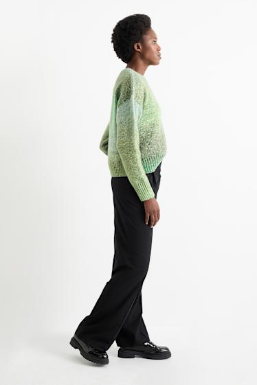 Femei - Pantaloni de stofă - talie înaltă - wide leg - negru