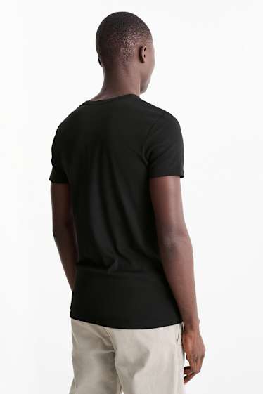 Bărbați - Tricou - slim fit - reiat fin - negru