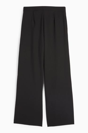 Femei - Pantaloni de stofă - talie înaltă - wide leg - negru