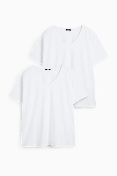 Femei - Multipack 2 buc. - tricou cu decolteu în V - LYCRA® - alb