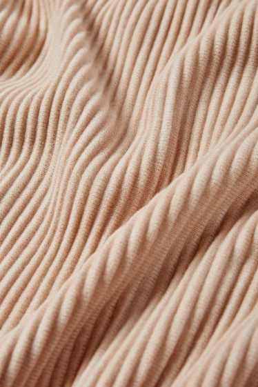 Damen - Langarmshirt - gerippt - beige