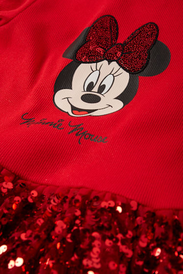 Kinderen: meisjes - Minnie Mouse - set - jurk en tas - 2-delig - donkerrood