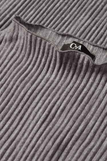 Damen - Langarmshirt - gerippt - dunkelgrau