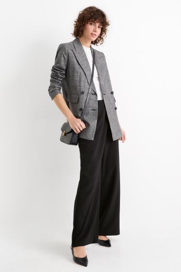 Femei - Pantaloni de stofă - talie înaltă - wide leg - negru