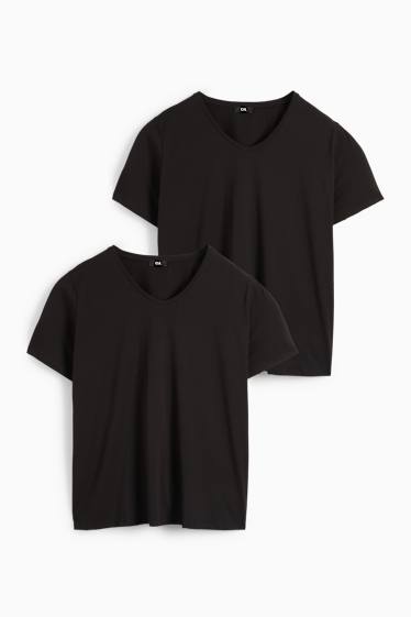 Femei - Multipack 2 buc. - tricou cu decolteu în V - LYCRA® - negru