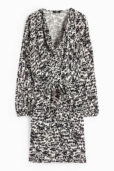 Damen - Viskose-Kleid - gemustert - schwarz / weiß