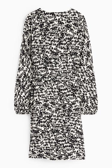 Damen - Viskose-Kleid - gemustert - schwarz / weiß