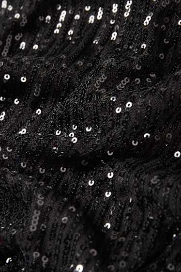 Femei - Tricou cu paiete - negru