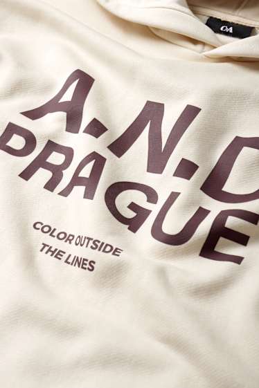 Heren - Hoodie - crème wit