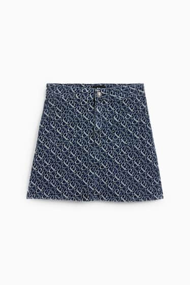 Femei - Fustă mini din denim - cu model - denim-albastru închis
