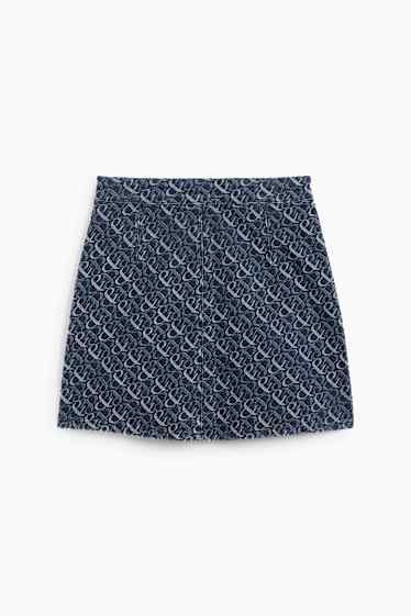 Femei - Fustă mini din denim - cu model - denim-albastru închis