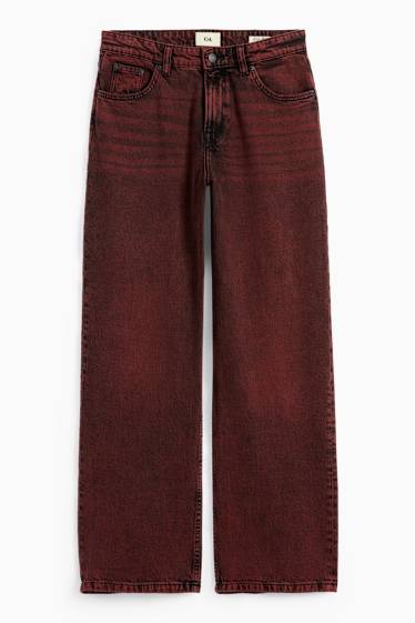 Femei - Baggy jeans - talie medie - bordo