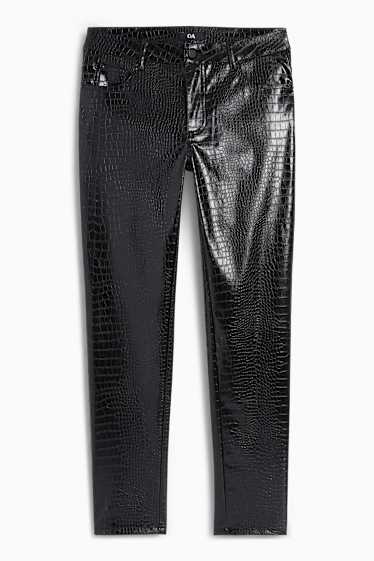 Femei - Pantaloni - talie medie - slim fit - imitație de piele - negru