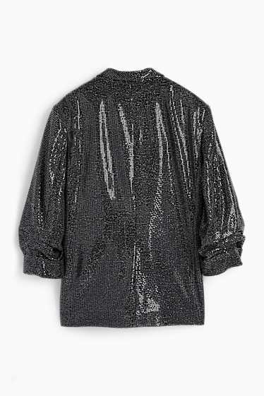 Femei - Blazer - relaxed fit - aspect lucios - gri închis