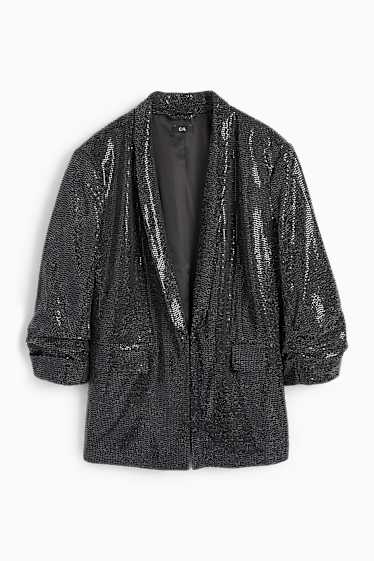Femei - Blazer - relaxed fit - aspect lucios - gri închis