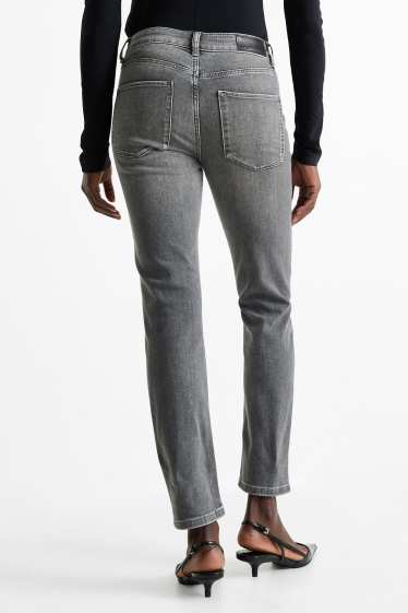 Femei - Slim jeans cu ștrasuri - talie medie - gri