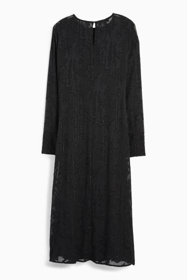 Femei - Rochie din șifon - cu flori - negru