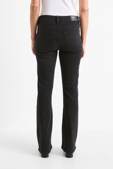 Femei - Bootcut jeans cu ștrasuri - talie medie - denim-gri închis