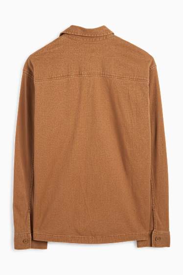 Men - Shirt - regular fit - kent collar - brown