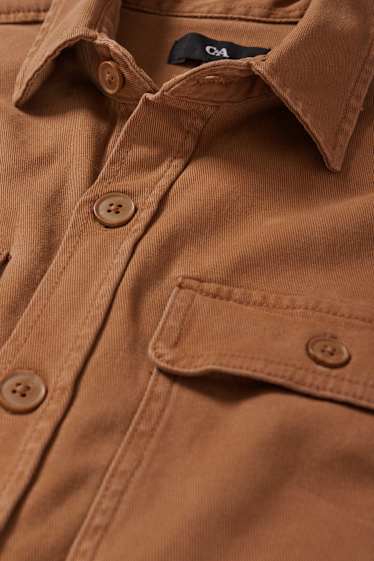 Men - Shirt - regular fit - kent collar - brown