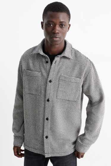 Heren - Overhemd - relaxed fit - kent - met patroon - zwart mix