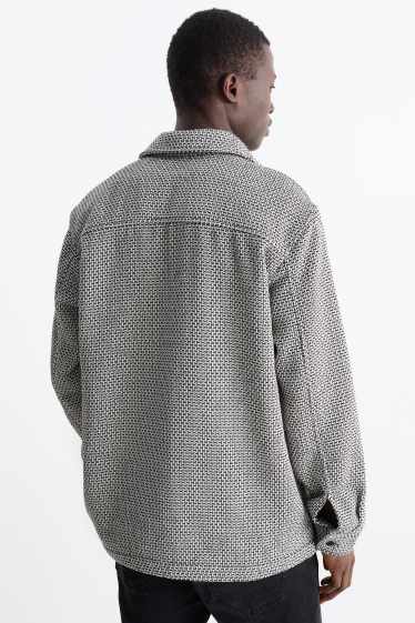 Heren - Overhemd - relaxed fit - kent - met patroon - zwart mix