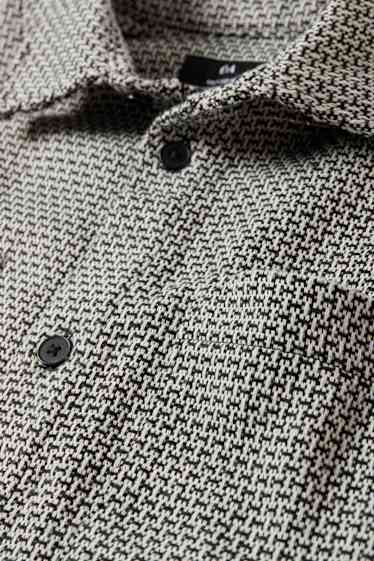 Heren - Overhemd - relaxed fit - kent - met patroon - zwart mix