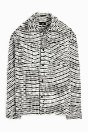 Heren - Overhemd - relaxed fit - kent - met patroon - zwart mix