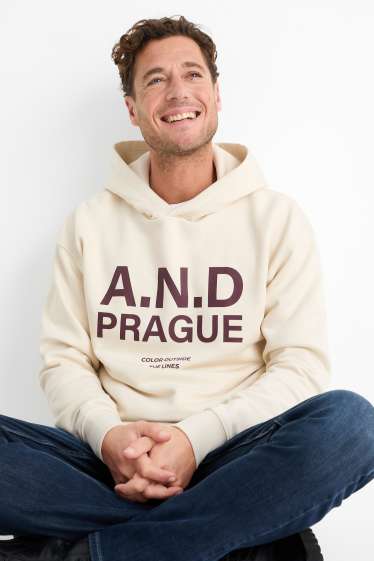 Heren - Hoodie - crème wit