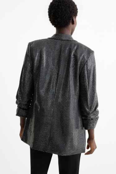 Femei - Blazer lung cu paiete - relaxed fit - negru