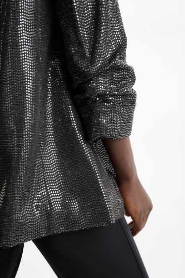 Femei - Blazer lung cu paiete - relaxed fit - negru