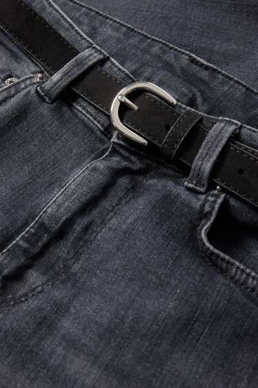 Femei - Bootcut jeans cu curea - talie medie - denim-gri închis