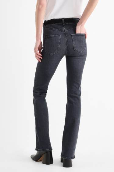 Femei - Bootcut jeans cu curea - talie medie - denim-gri închis