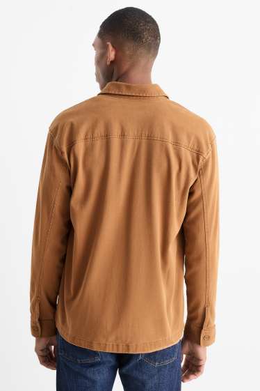 Men - Shirt - regular fit - kent collar - brown