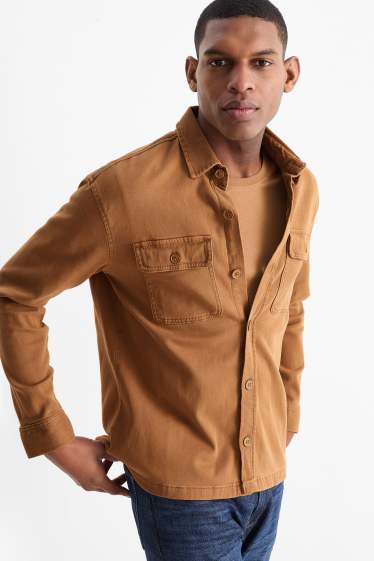 Men - Shirt - regular fit - kent collar - brown