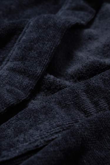 Copii - Băieți - Halat de baie din tricot plușat, cu glugă - albastru închis