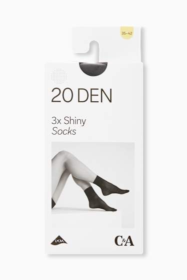 Femei - Multipack 3 perechi - șosete fine - LYCRA® - 20 DEN - negru