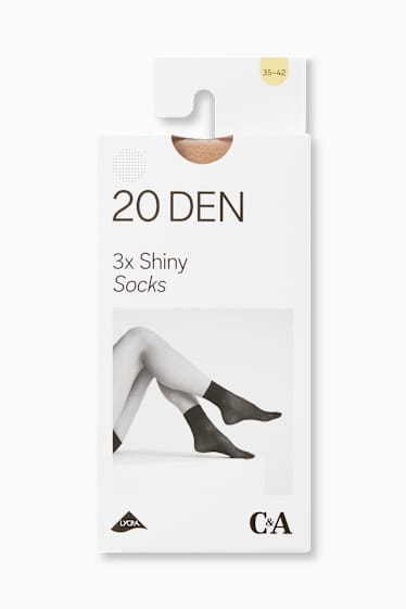 Femei - Multipack 3 perechi - șosete fine - LYCRA® - 20 DEN - bej