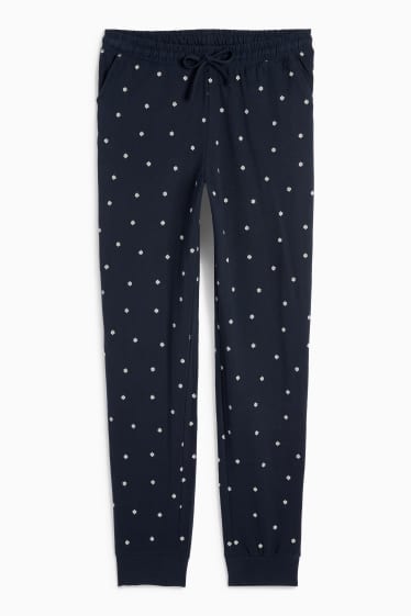 Femei - Pantaloni de pijama - cu flori - albastru închis