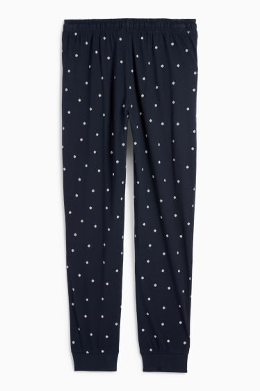 Femei - Pantaloni de pijama - cu flori - albastru închis