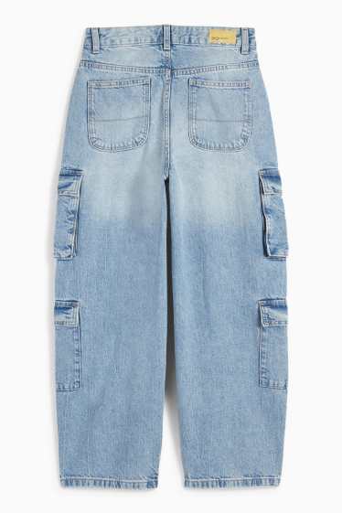 Copii - Fete - Cargo jeans - denim-albastru deschis