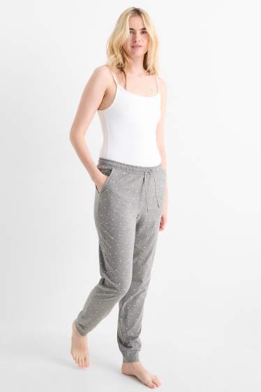 Femei - Pantaloni de pijama - cu buline - gri